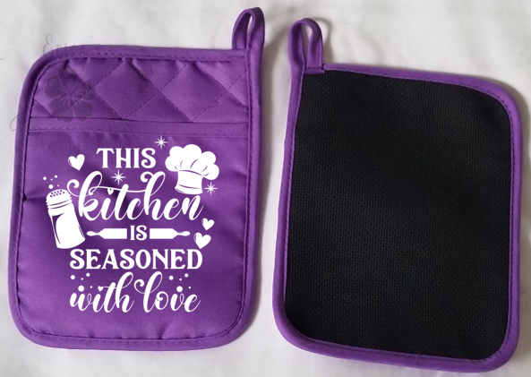 purple pot holder with pocket